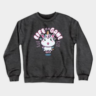 Unicorn Gamer Life Is A Game Crewneck Sweatshirt